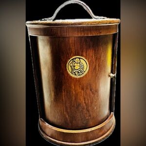 Pyrat Rum Round Wooden Barrel Lantern Box Sliding Door With Buddha Medallion